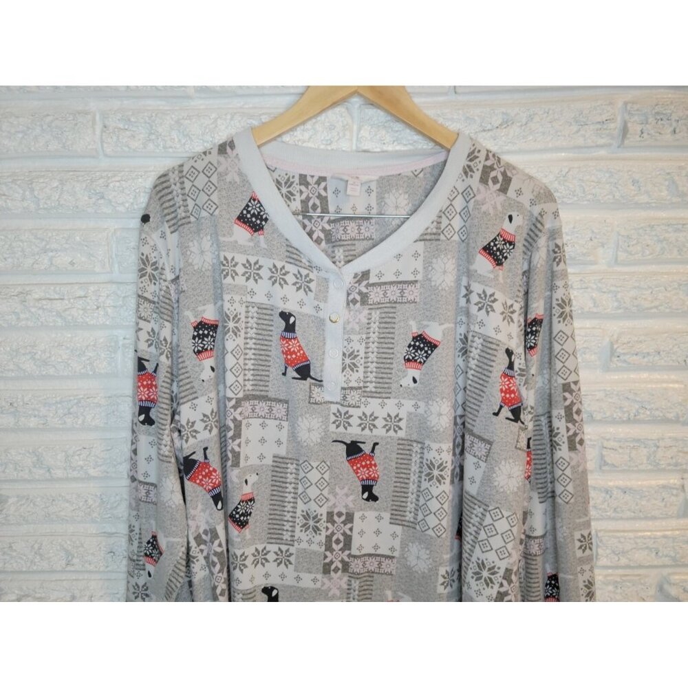 Secret Treasures Womens 3X Gray Retriever Dog Graphic Pajama Top NOV177E - Picture 3 of 8